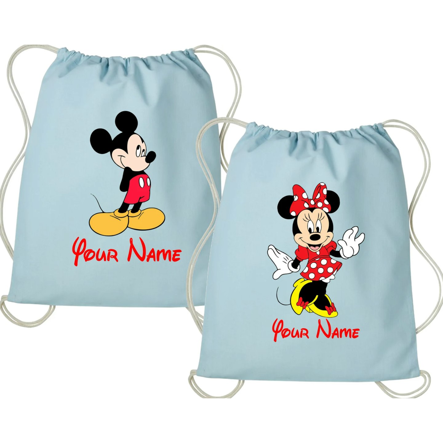 Personalised Minnie or Mickey Drawstring Bag