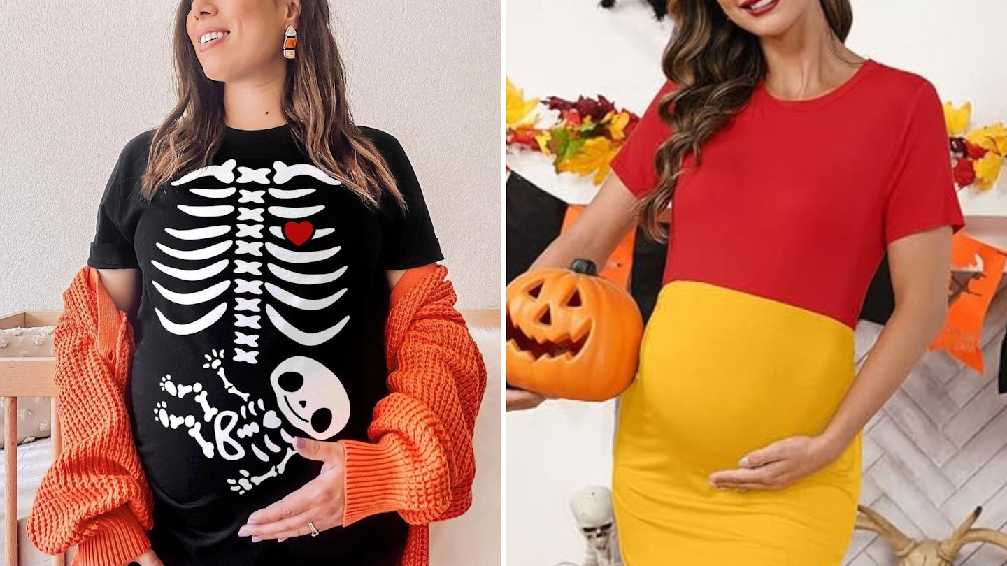 Skeleton Maternity Couples Matching Halloween Pregnancy Shirt