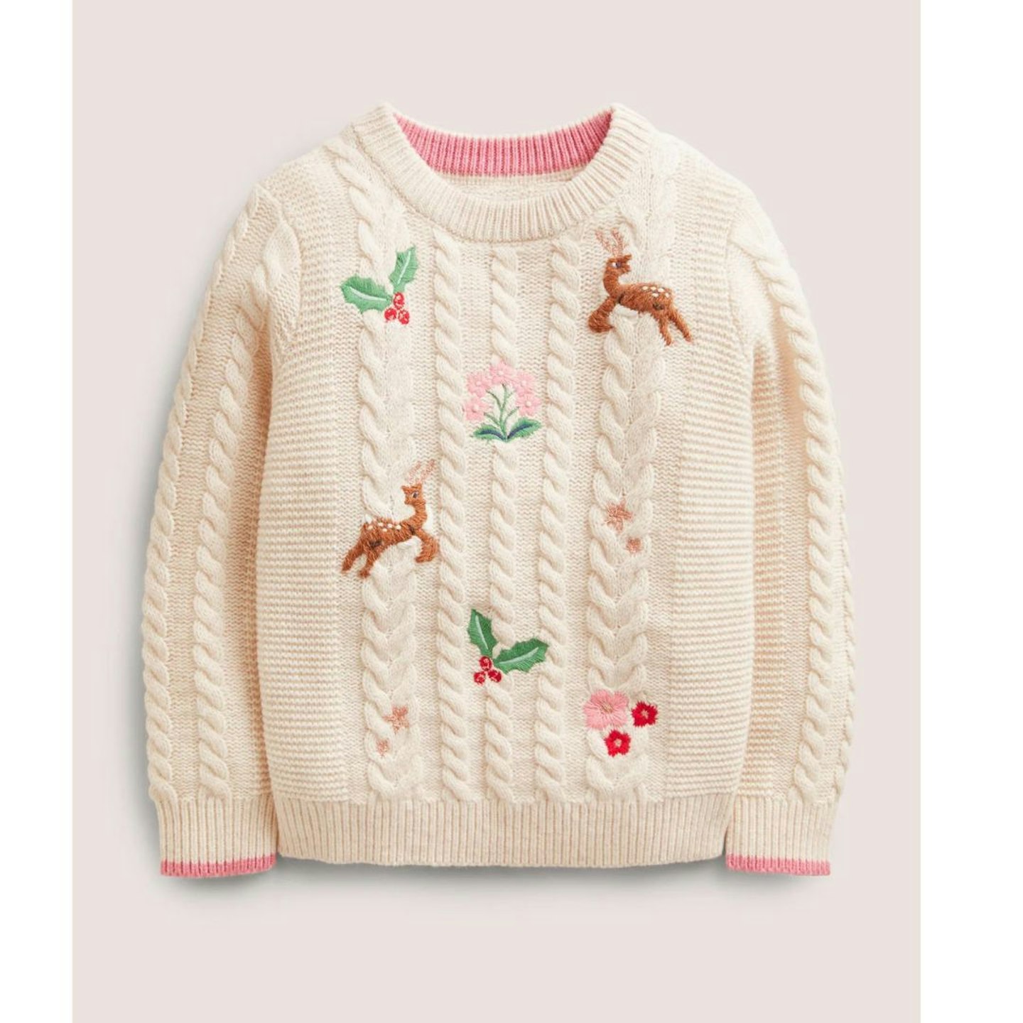 Embroidered Cable Knit Jumper