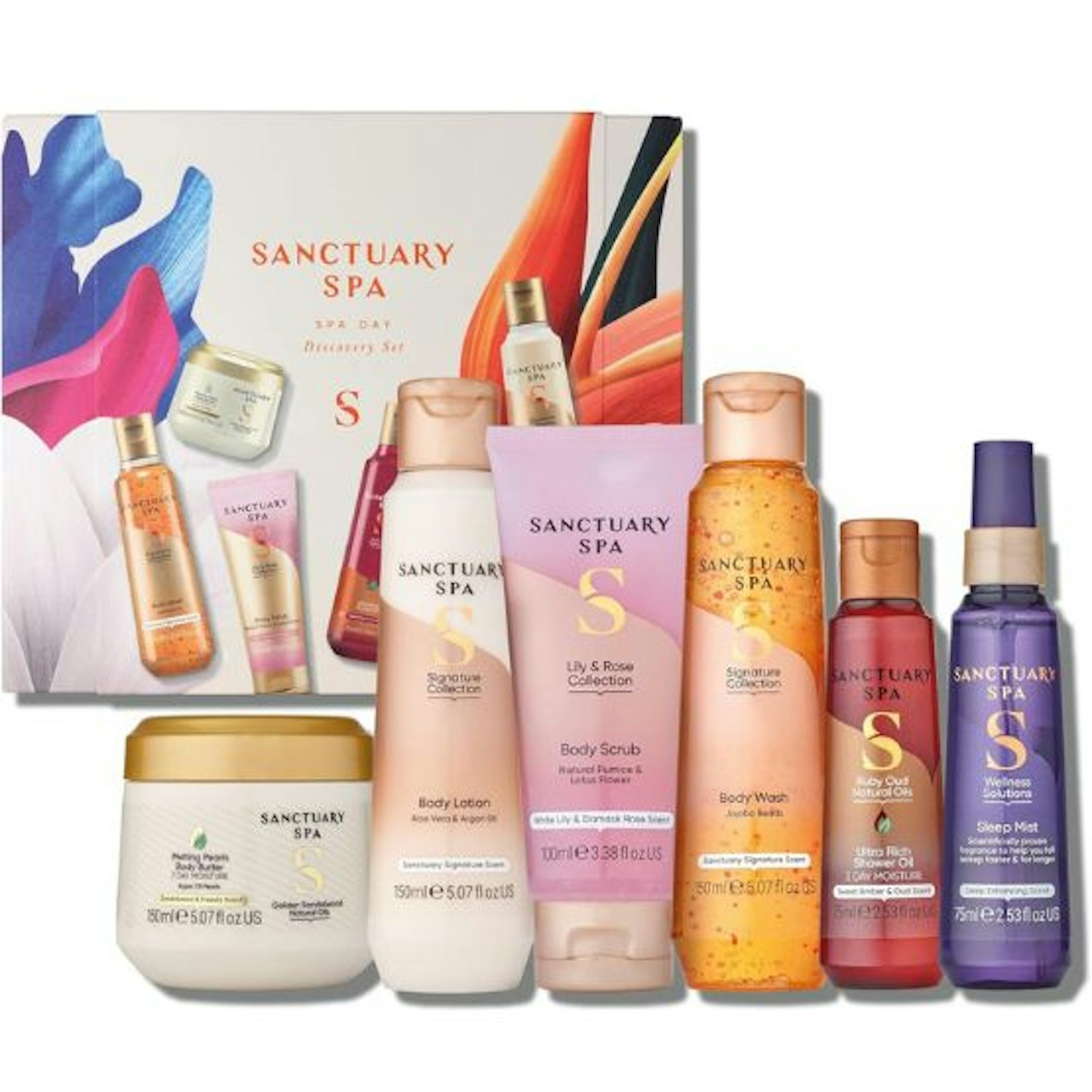 A collection of Sanctuary Spa bath and body products 