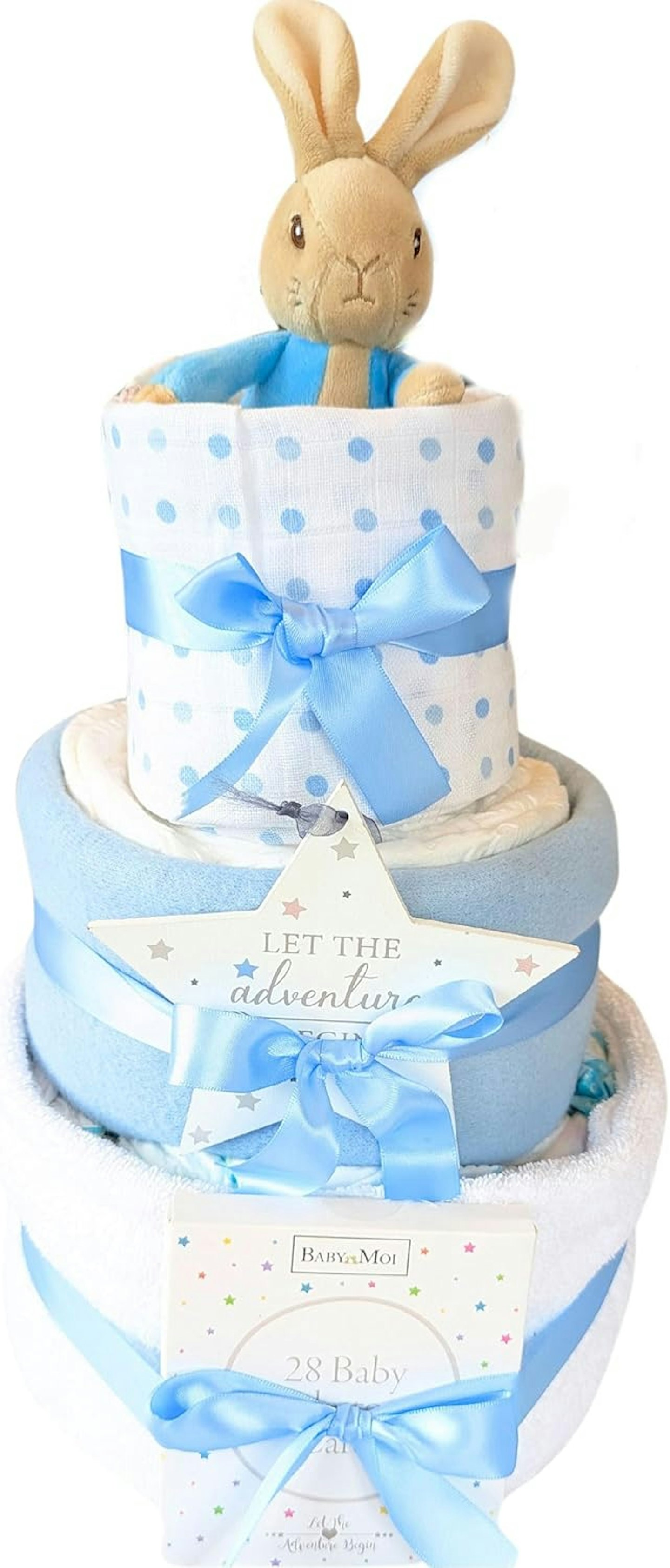 Peter Rabbit Baby Boy Gift Welcome to The World 3 Tier Nappy Cake 