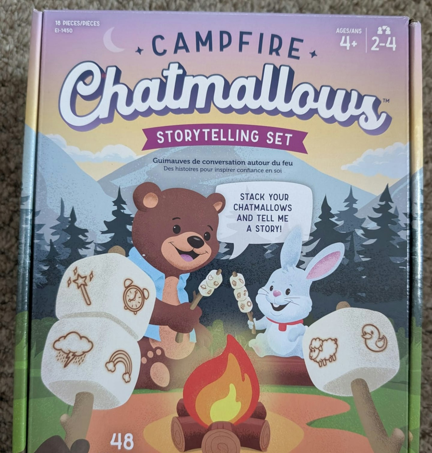 Chatmallows Story Telling Set box in journalist Hannah Carroll's home.