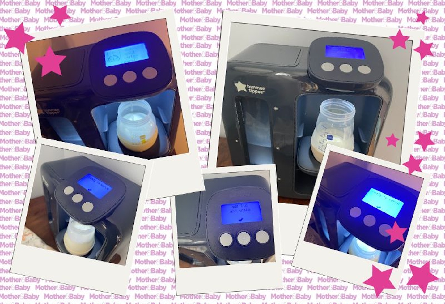 Selection of images of the Tommee Tippee Perfect Prep Day and Night Machine being tested and reviewed