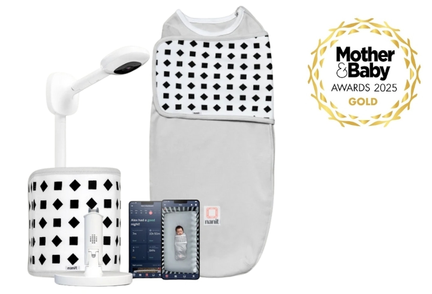 Nanit Pro Camera, Wall Mount + Breathing Band with 2025 MAB award rosette