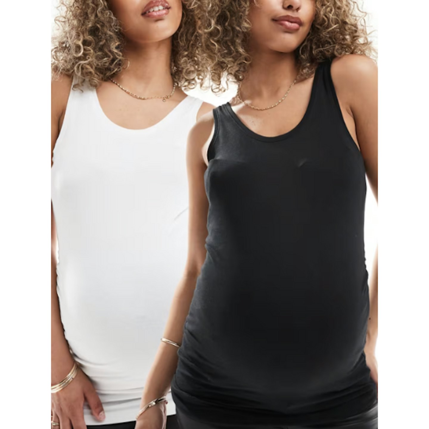 ONLY Maternity 2 pack tank top in black and white