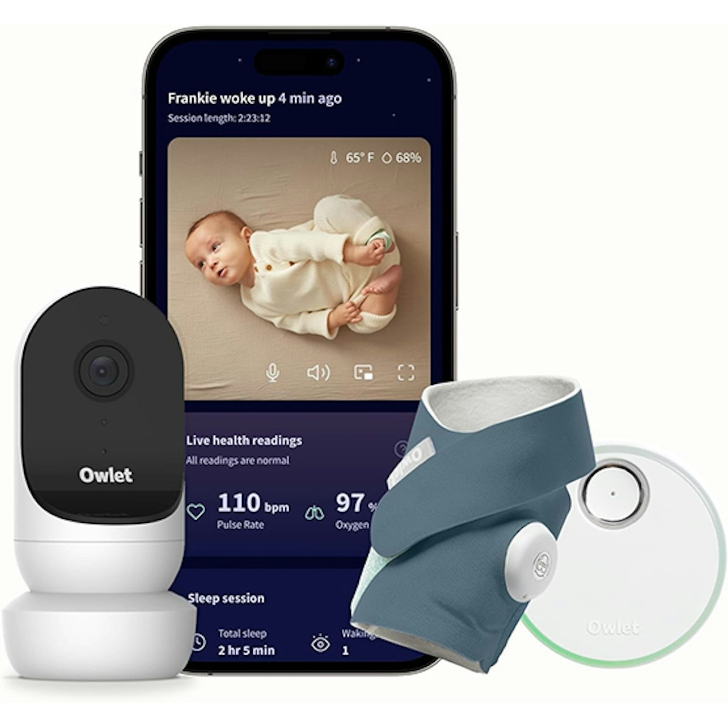 Owlet® Dream Bundle 2 Smart Baby Monitor- Dream Sock® and Owlet Cam 2