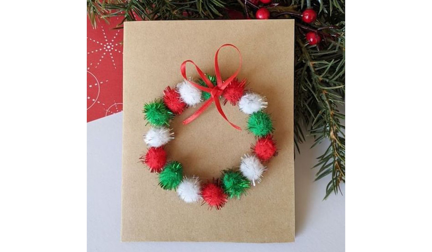Pom pom wreath card