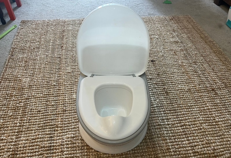 lid open on the Pote Plus My First WC