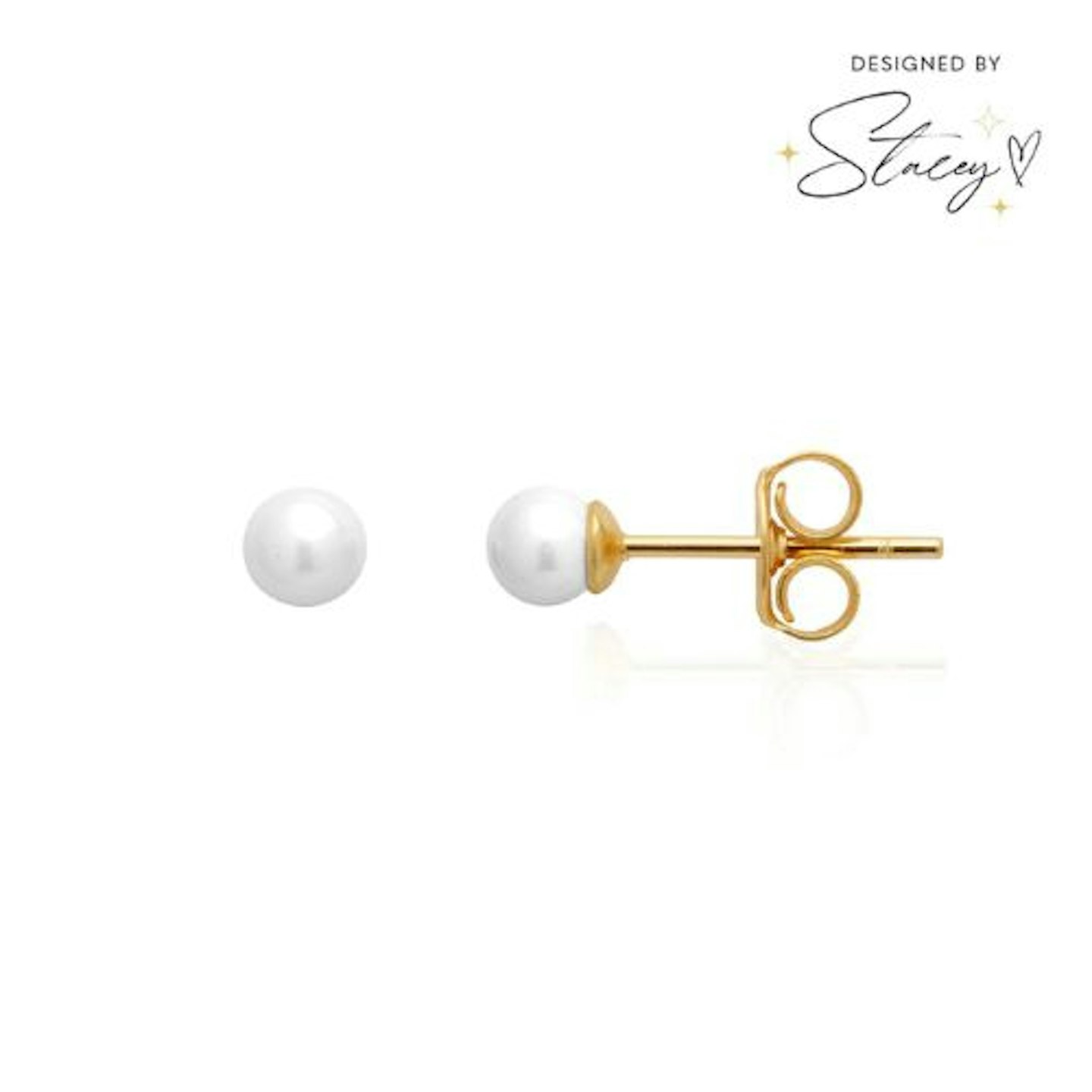 Stacey's Stories Pearl Stud Earrings (Gold)