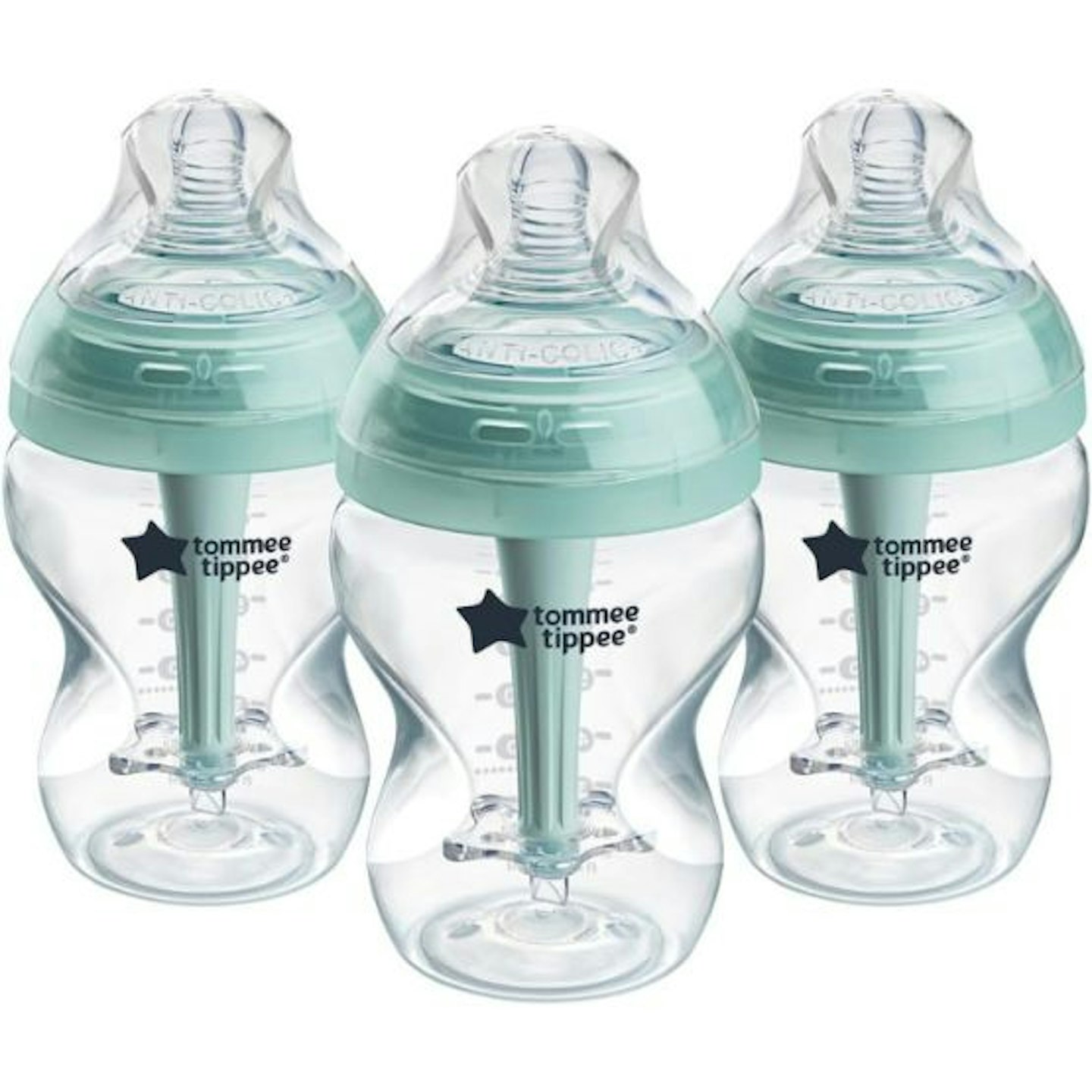 Three Tommee Tippee Baby Bottles, Advanced Anti-Colic Baby Bottle with Slow Flow Breast-Like Teat