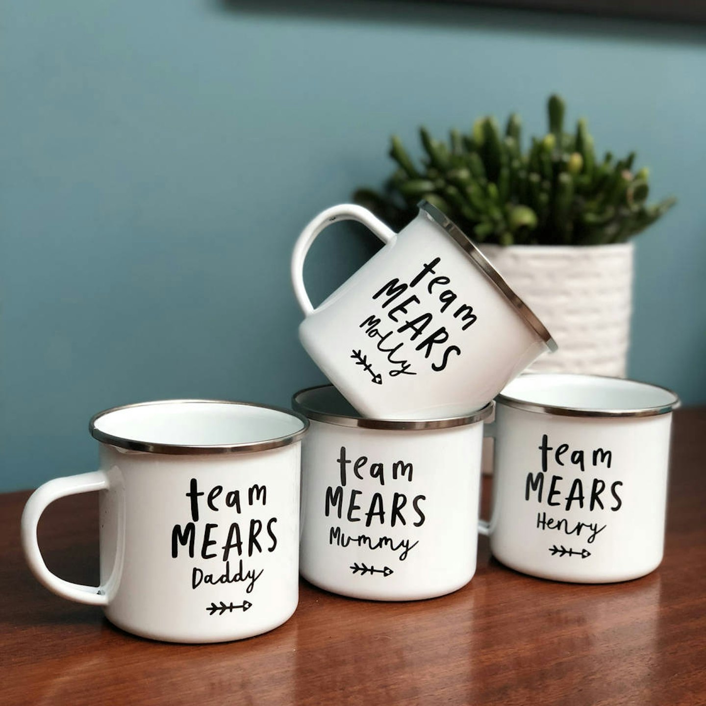 Family Personalised Enamel Mug Set