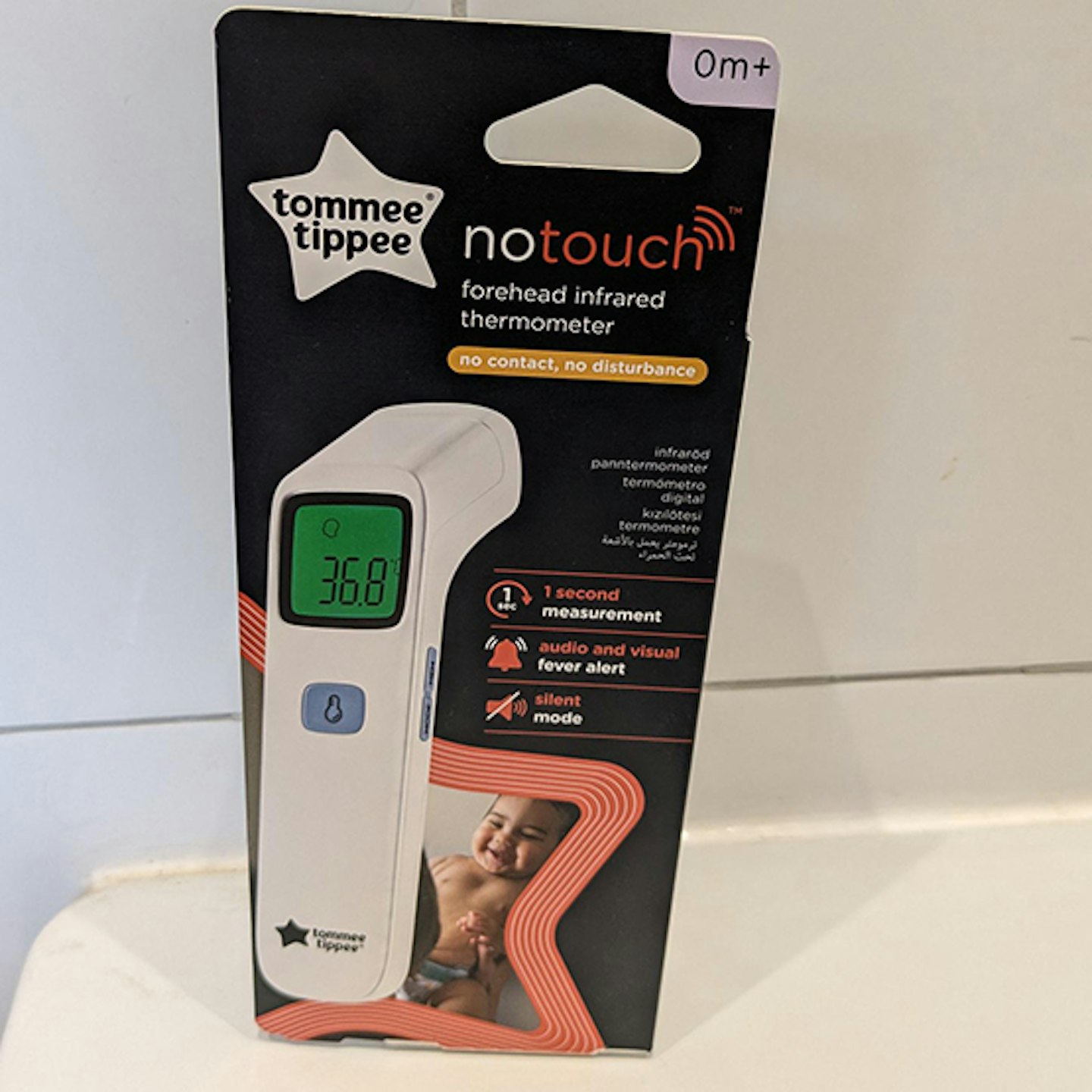 Tommee Tippee No Touch Forehead Thermometer in a box