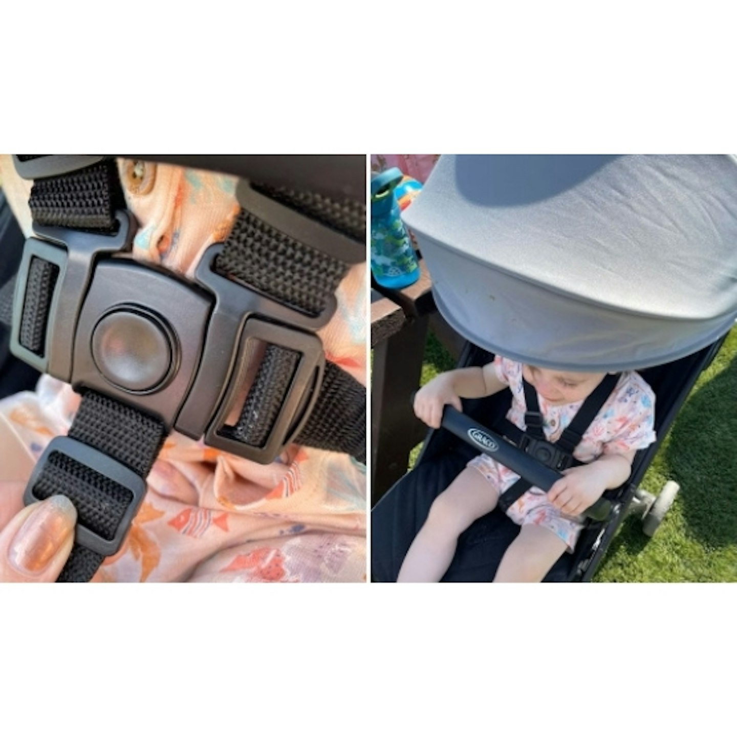Close up of the five-point harness of the Graco Myavo Compact Stroller