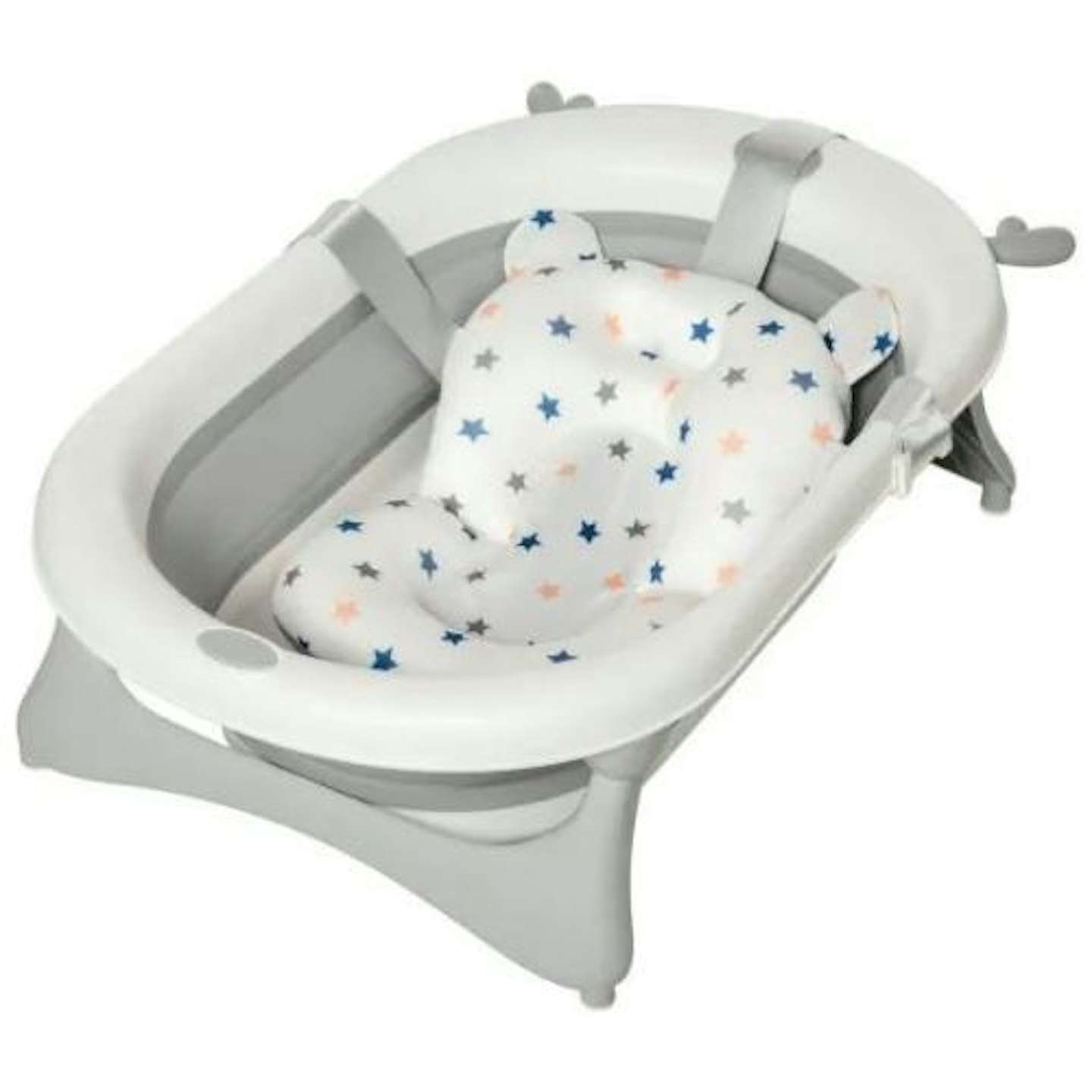 HOMCOM Folding Baby Bath Tub Ergonomic With Water Temperature Detection Plug