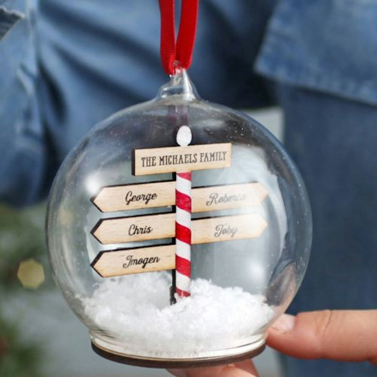 Personalised Family Christmas Sign Post Bauble