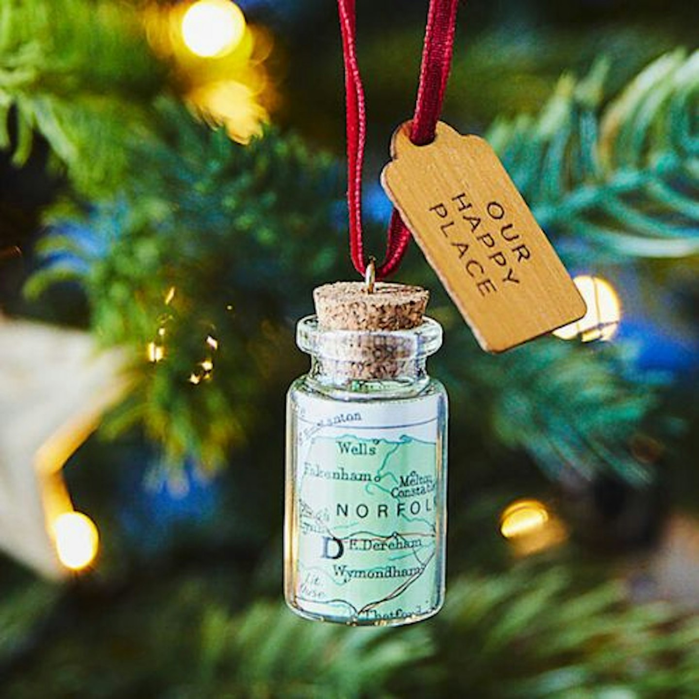 Personalised Map Hanging Bottle Christmas Bauble