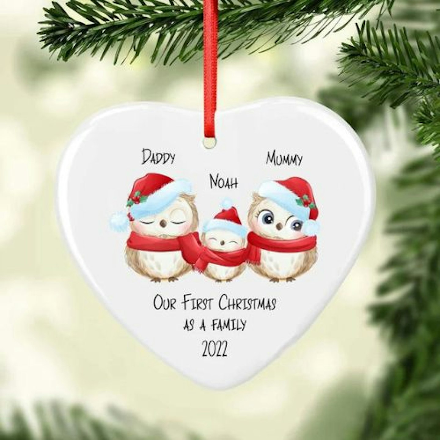 Personalised Owl Family Christmas Decoration