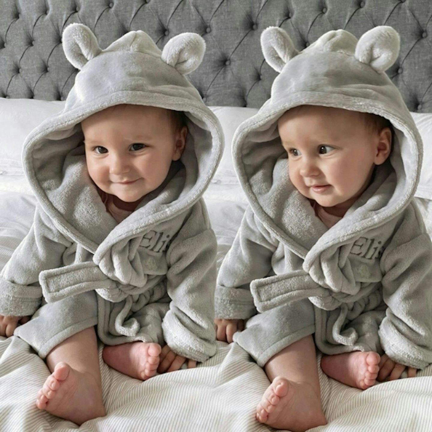 Personalised Twins Dressing Gowns With Ears