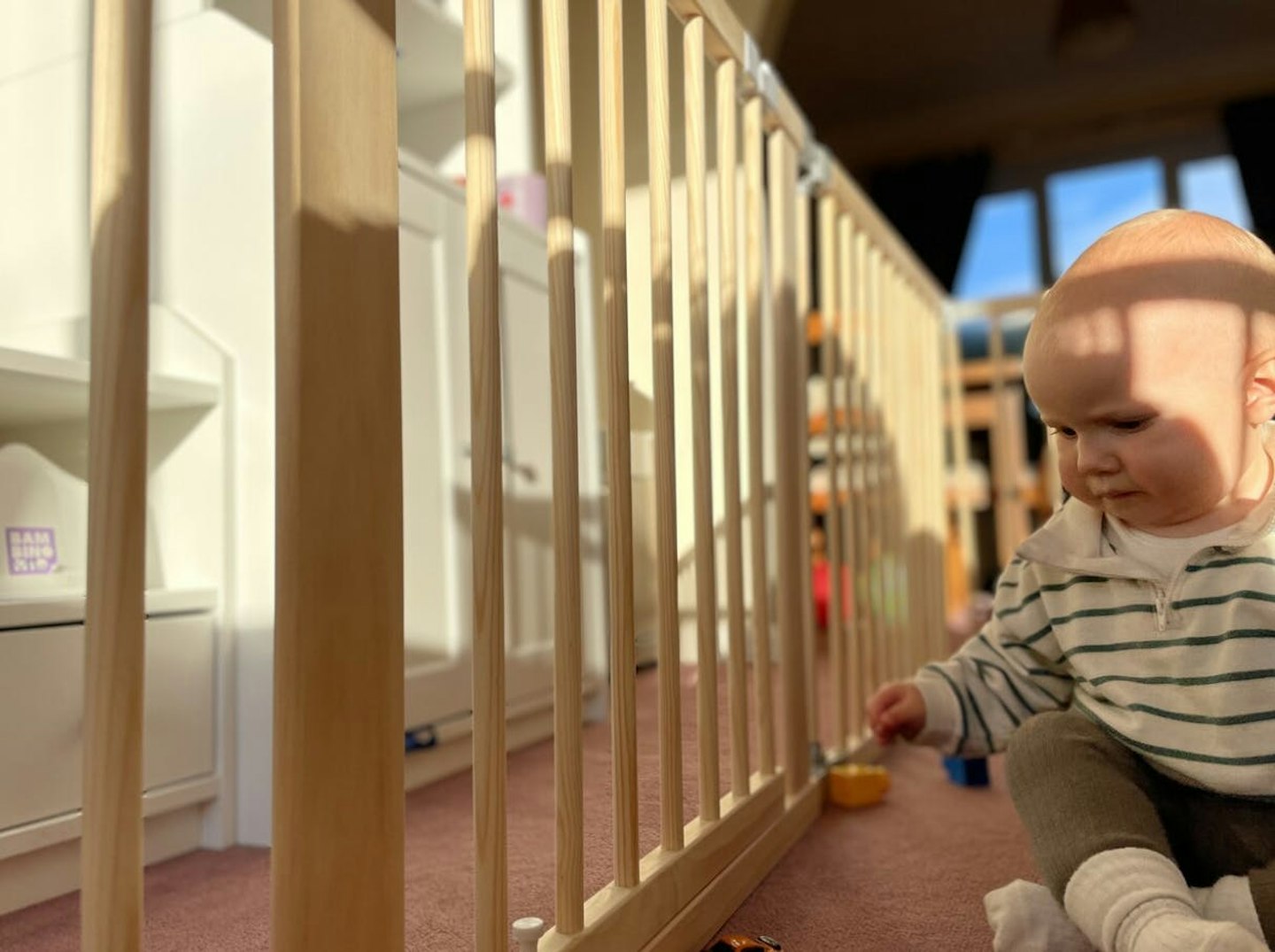 Baby Vivo Baby Playpen in a house being tested