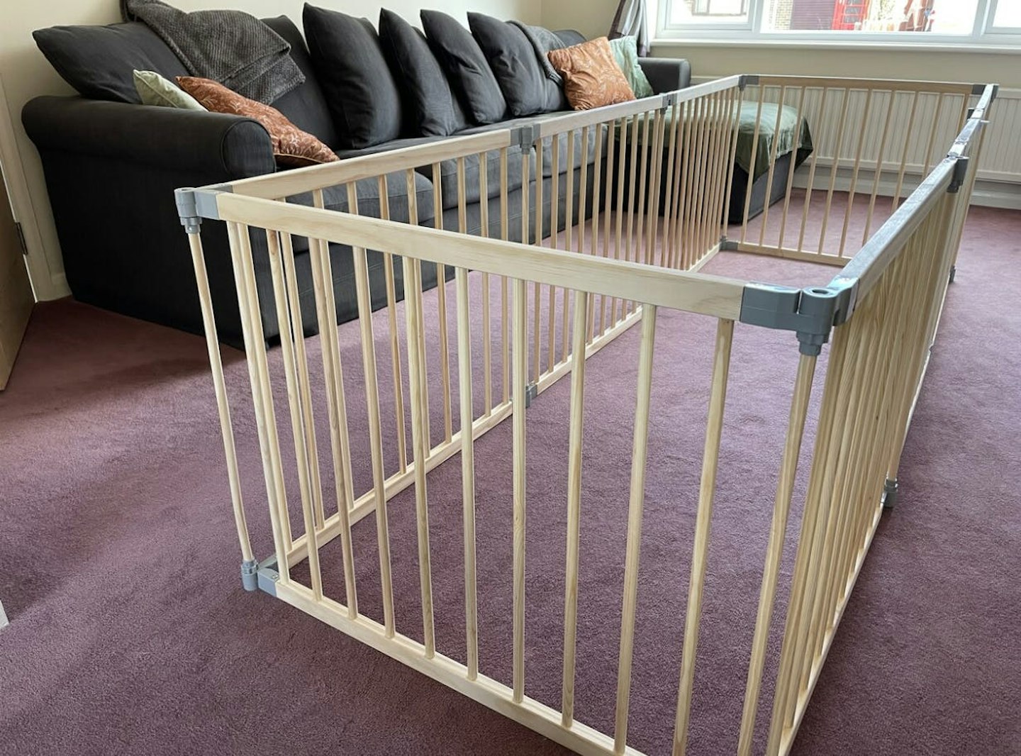 Baby Vivo Baby Playpen in a house being tested