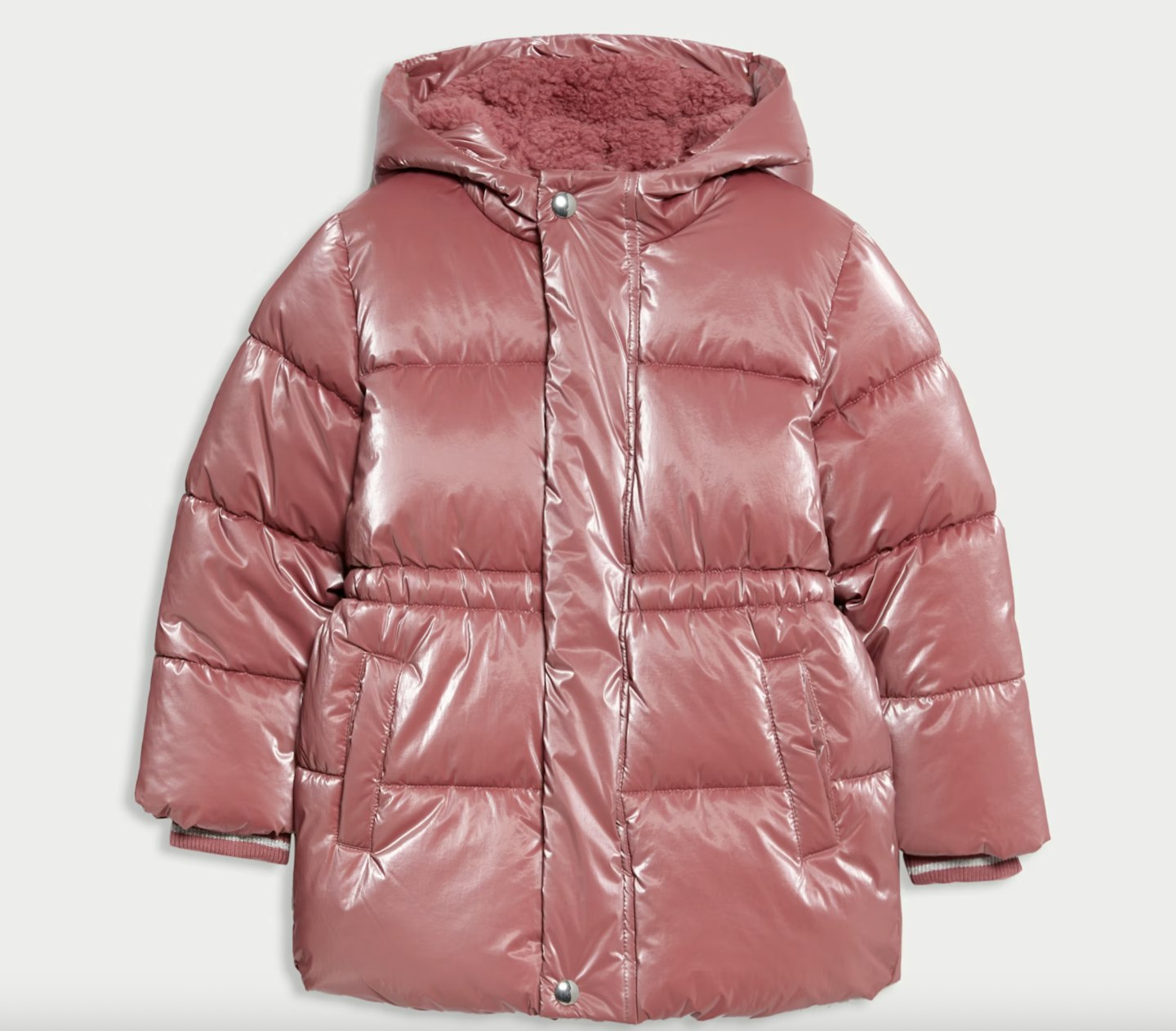 Metallic Waisted Hooded Parka