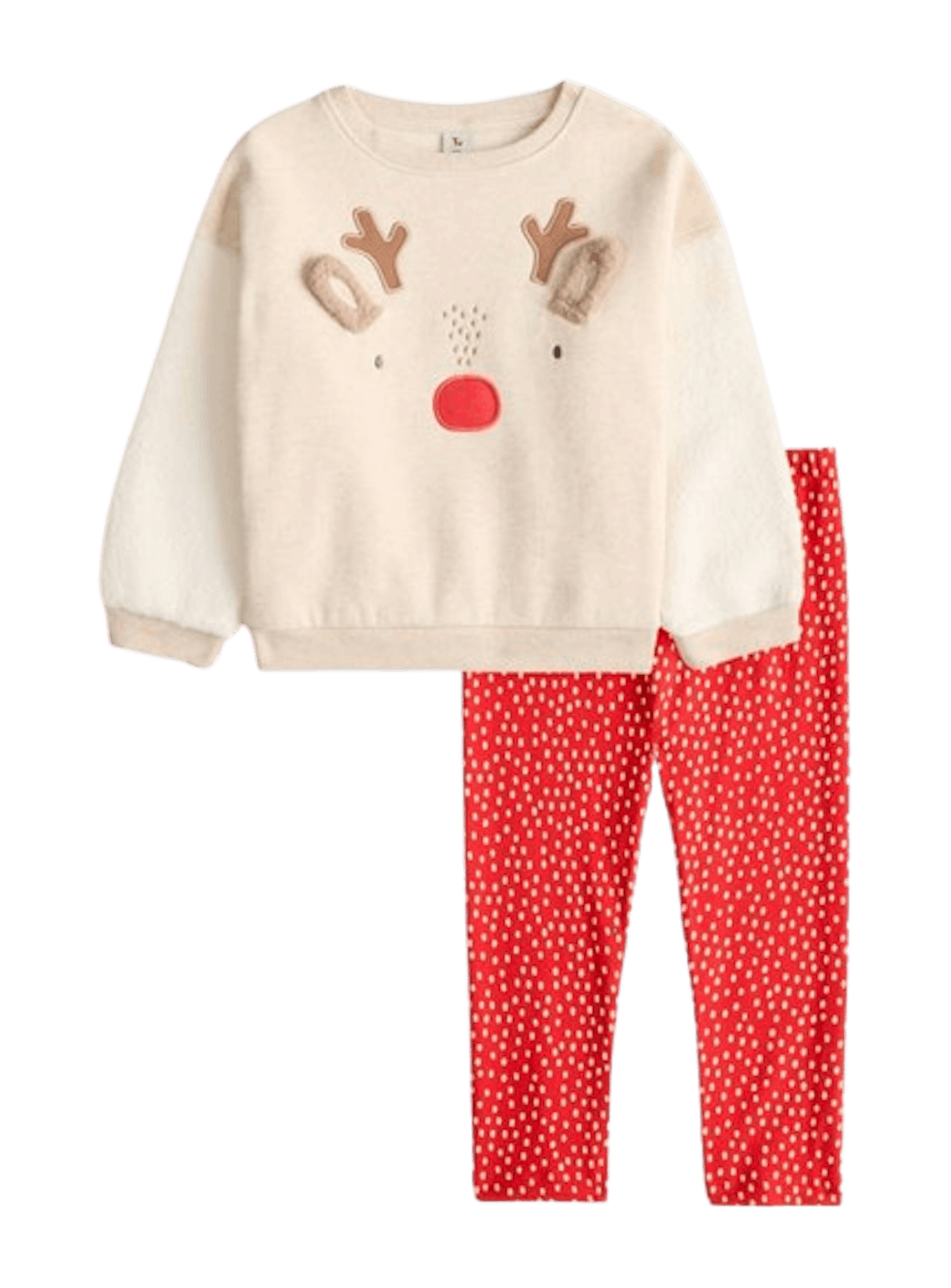 Cream Christmas Reindeer Sweatshirt & Leggings Set