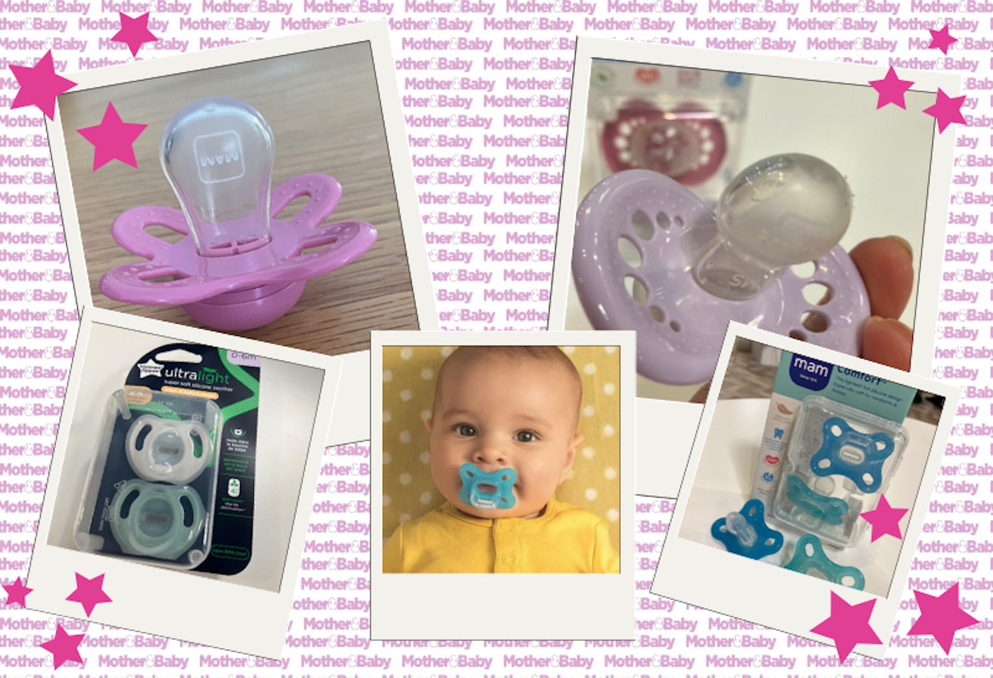 a collage of baby dummies