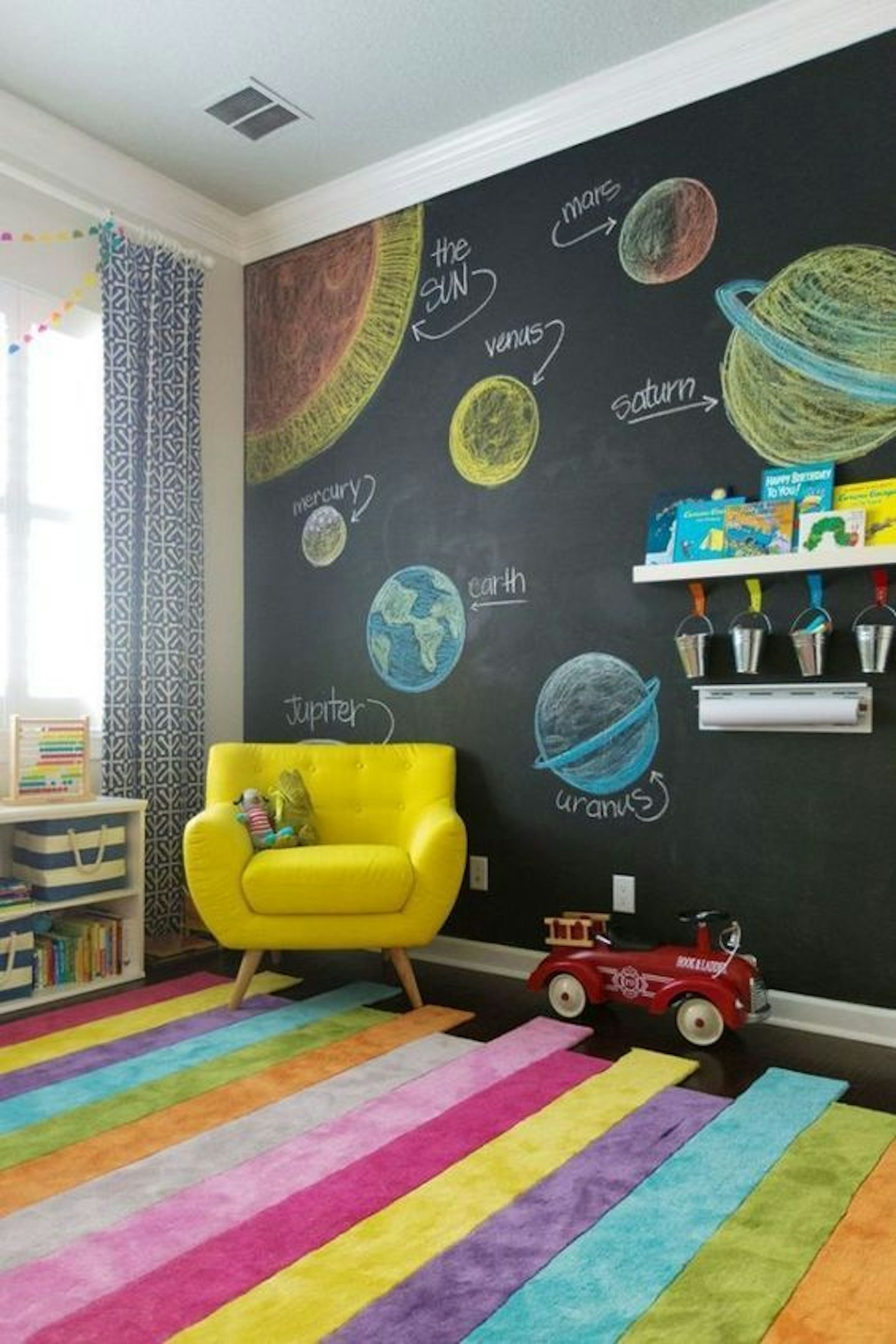 Fun chalk wall bedroom