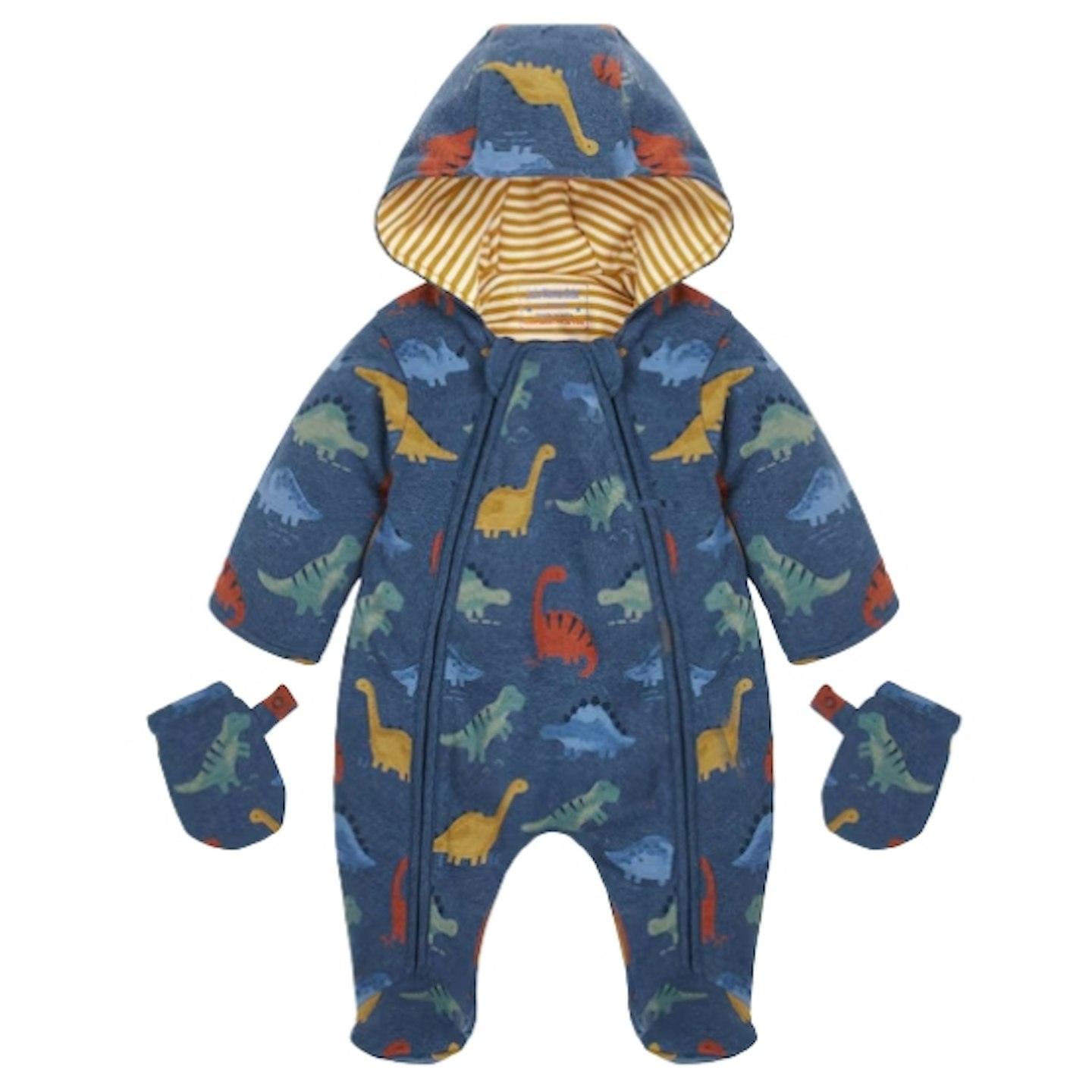 Indigo Dinosaur Print Cosy Pramsuit
