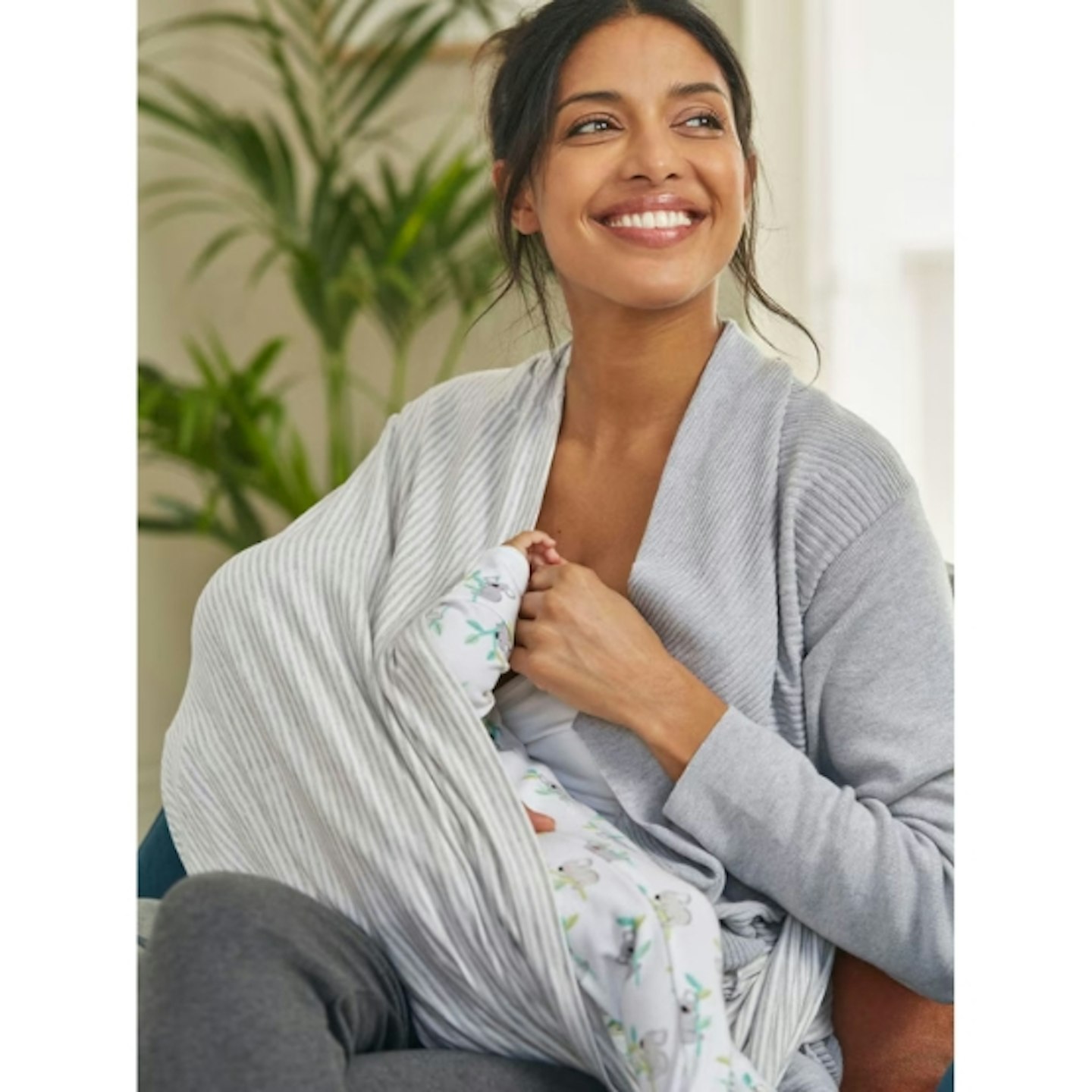 Marl Grey Stripe Infinity Feeding Scarf