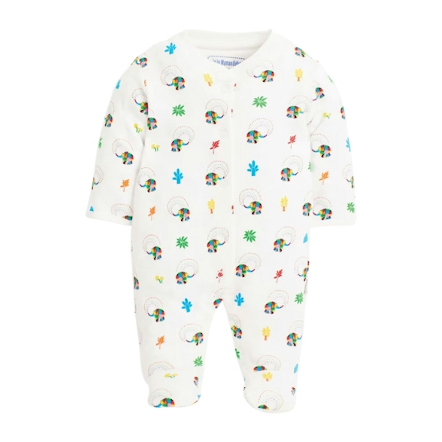 White Elmer Print Sleepsuit