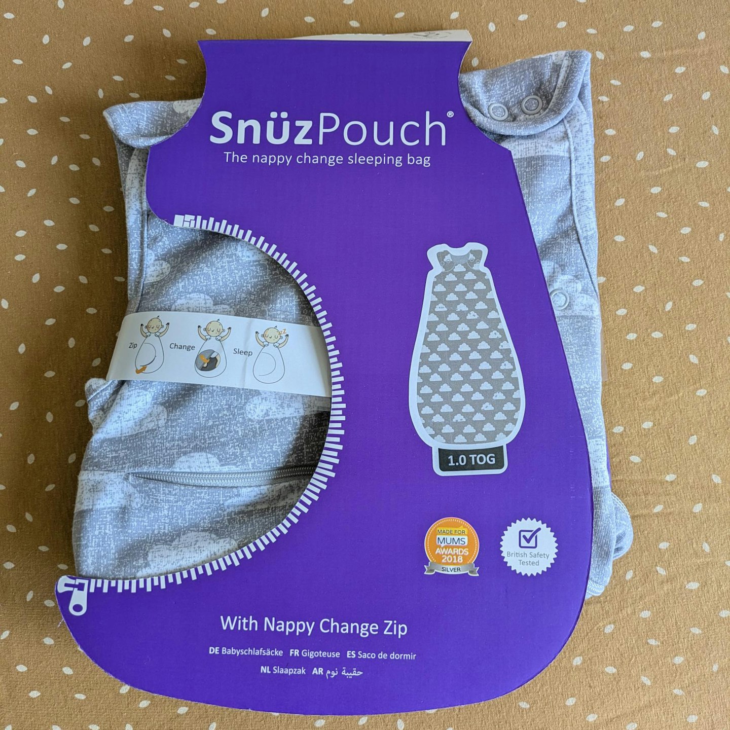 snuz baby sleeping bag in packaging