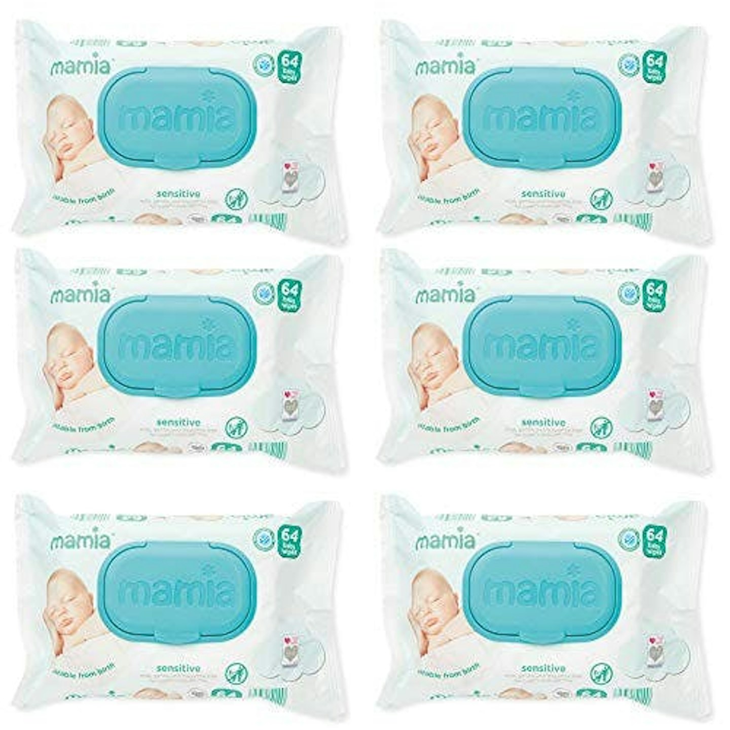 Aldi Mamia Sensitive Baby Wipes 6x64 Packs