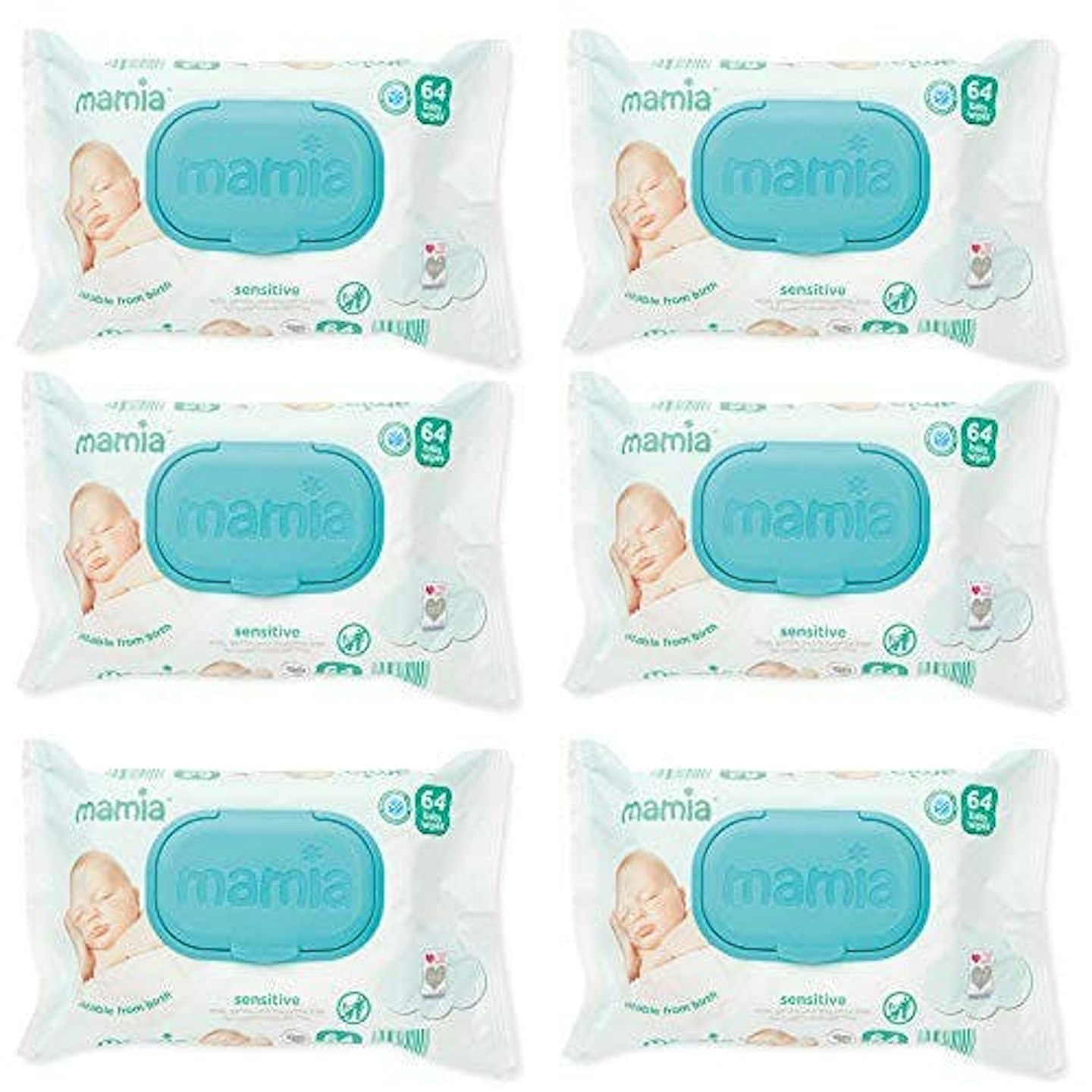 Aldi Mamia Sensitive Baby Wipes 6x64 Packs