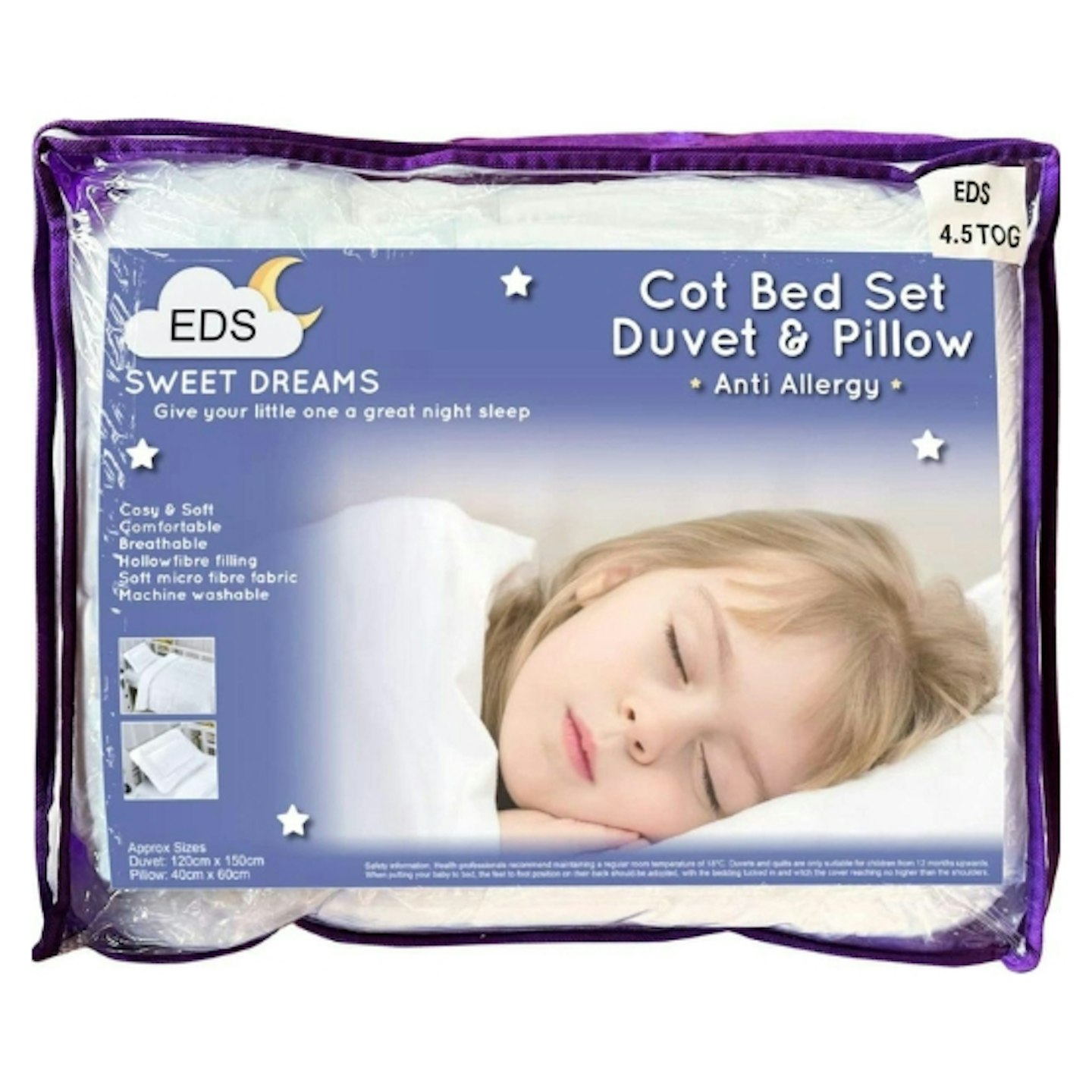 EDS Anti-Allergy Cot Bed Duvet with Pillow - 4.5 Tog
