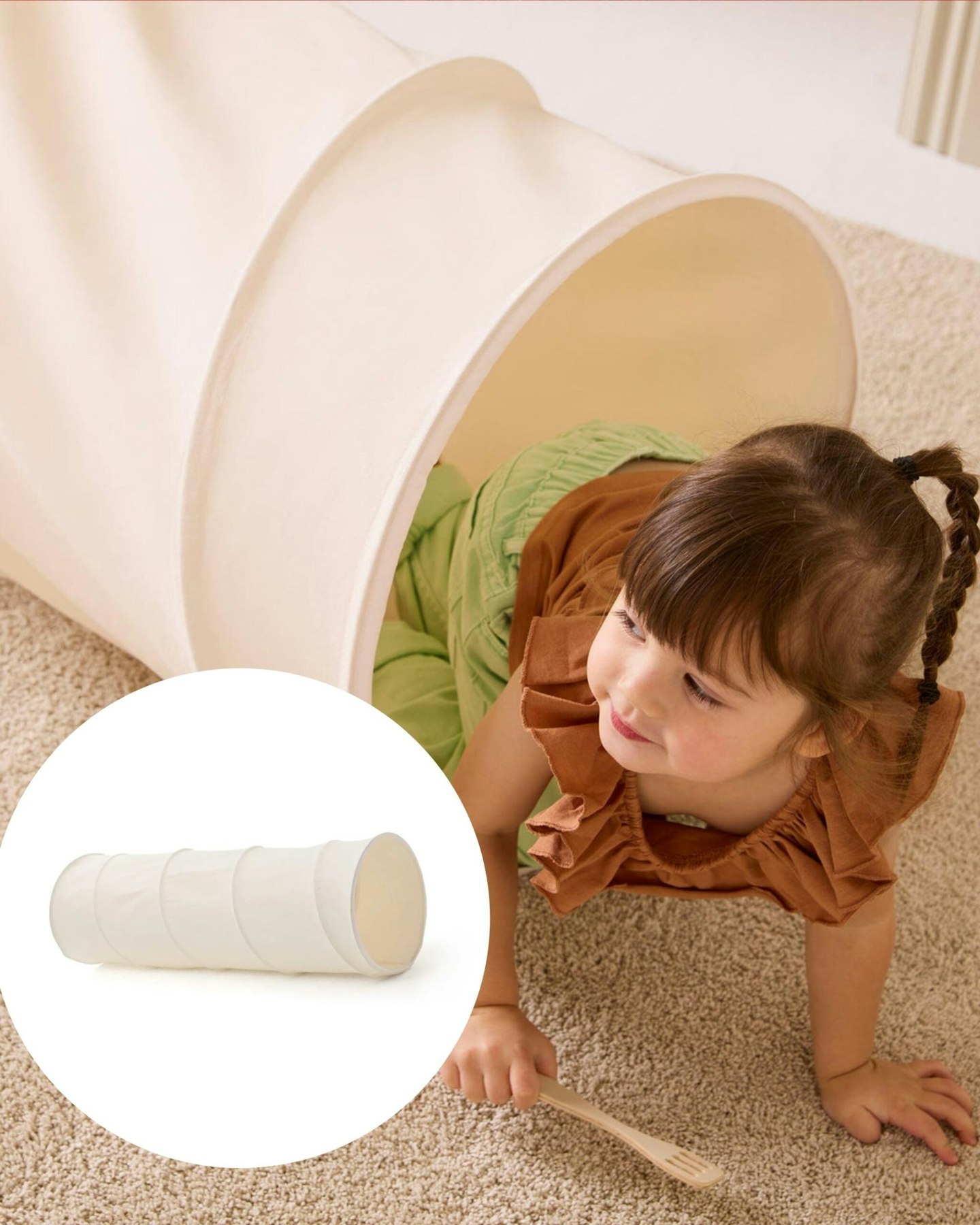 Kids Concept Play Cotton Tunnel - Off White