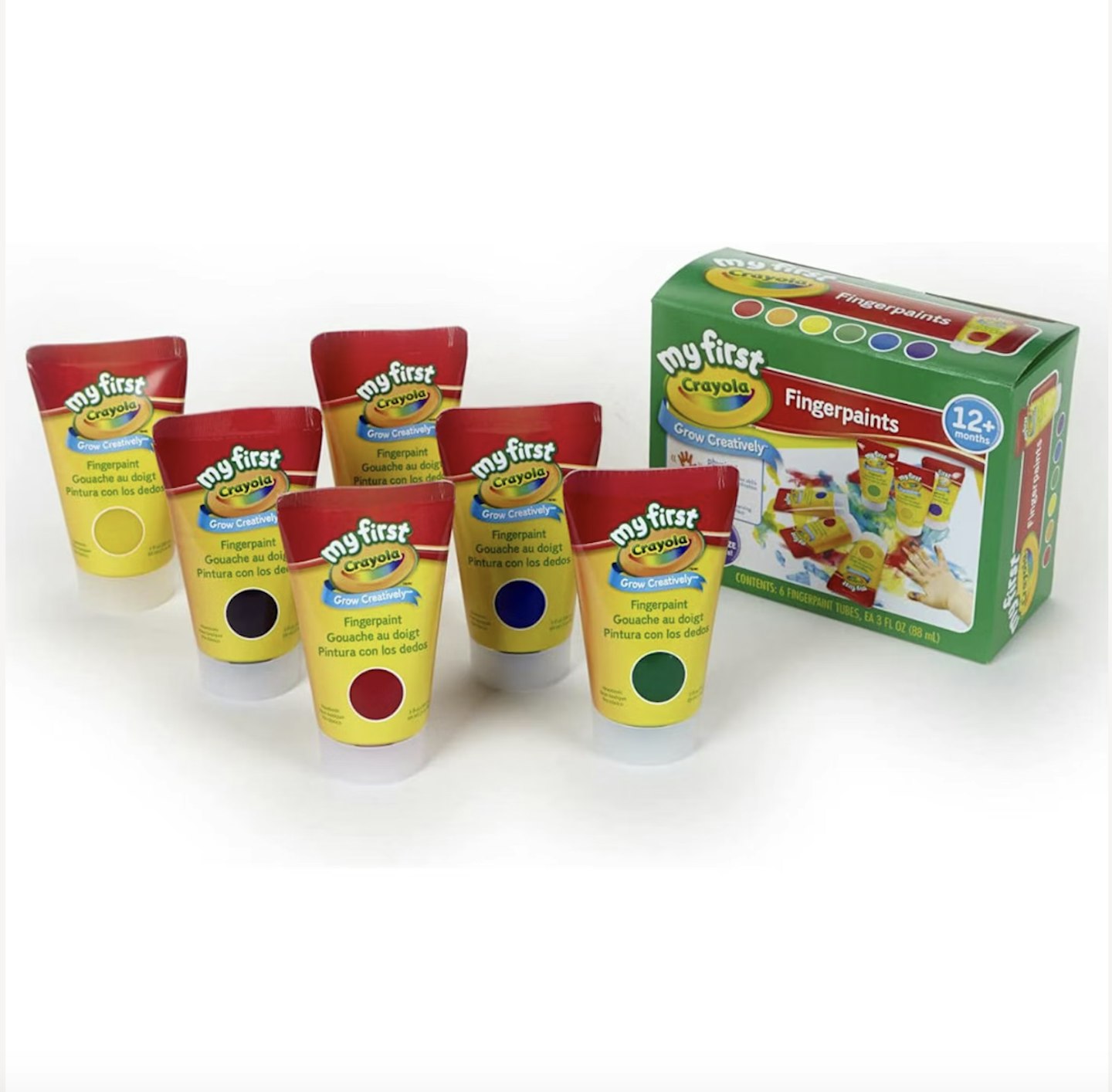An image of 6 x CRAYOLA Washable Finger Paints on a white background