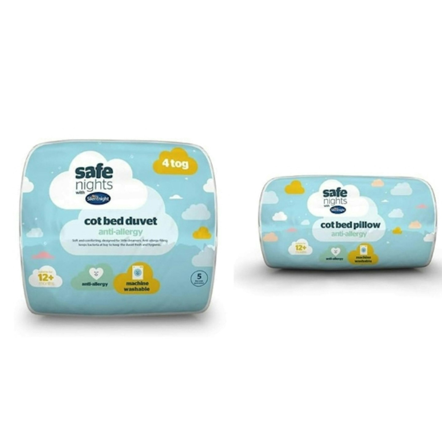 Silentnight Safe Nights Cot Bed Duvet 4 Tog with Cot Bed Pillow