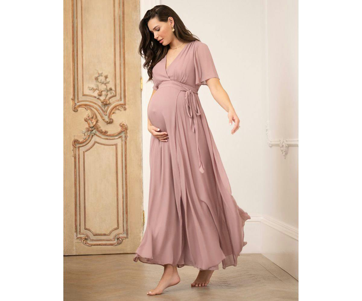 Saslax Maternity Off Shoulders Long Sleeve Half Circle Gown for Baby Shower  Photo Props Dress Burgundy 162 X-Small at Amazon Women's Clothing store