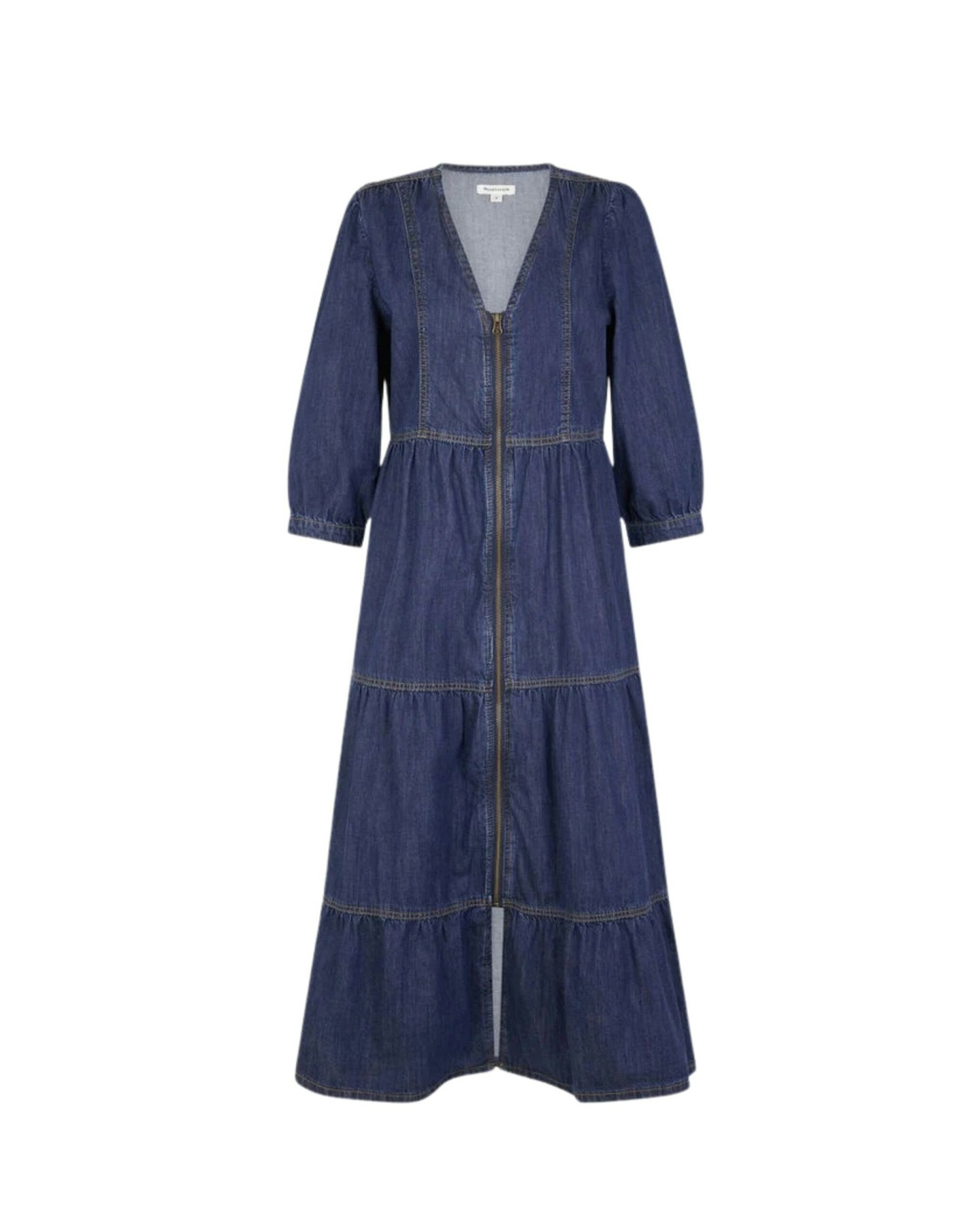 maya zip denim midi dress blue
