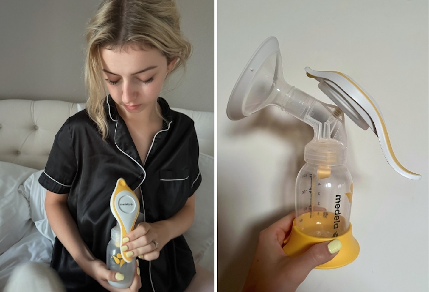 Medela Harmony Flex Manual Breast Pump being used