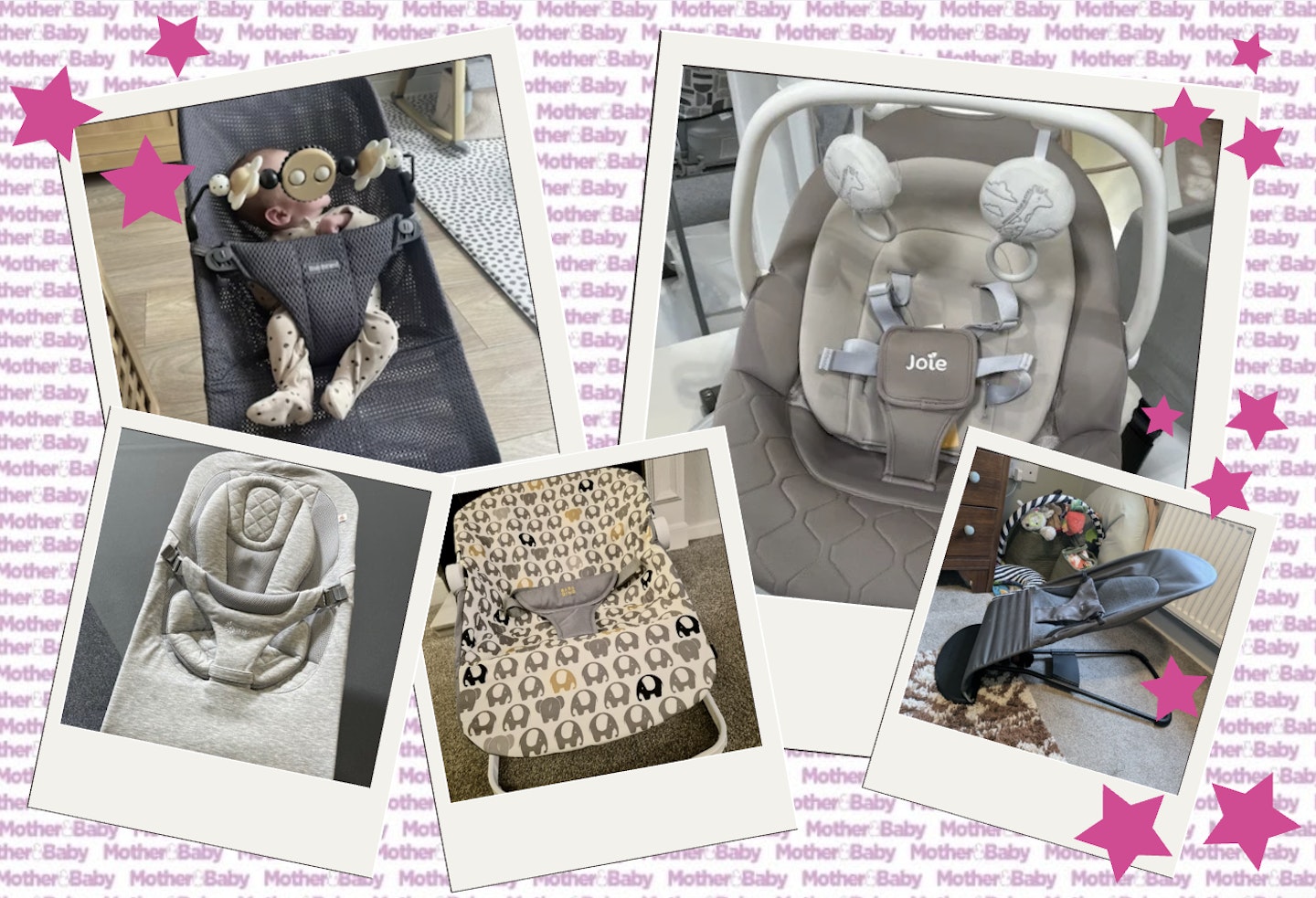 A collage of best baby bouncers and rockers being tested by real mums
