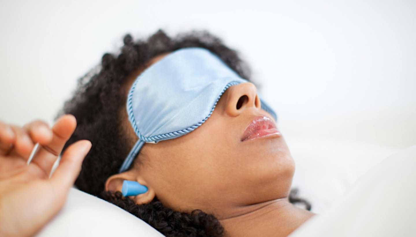 woman with sleep mask on