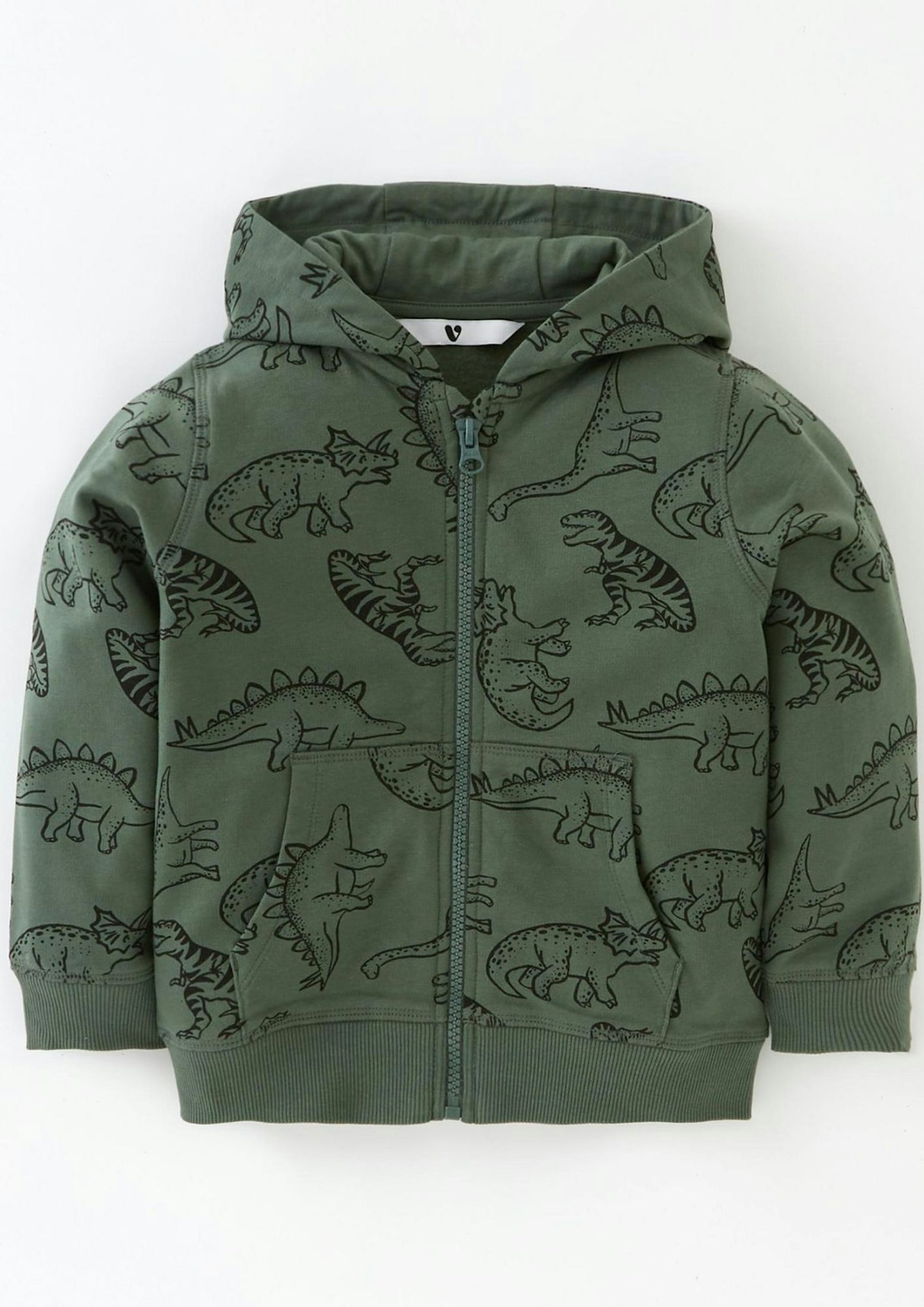 Boys Dino Print Zip Through Hoodie