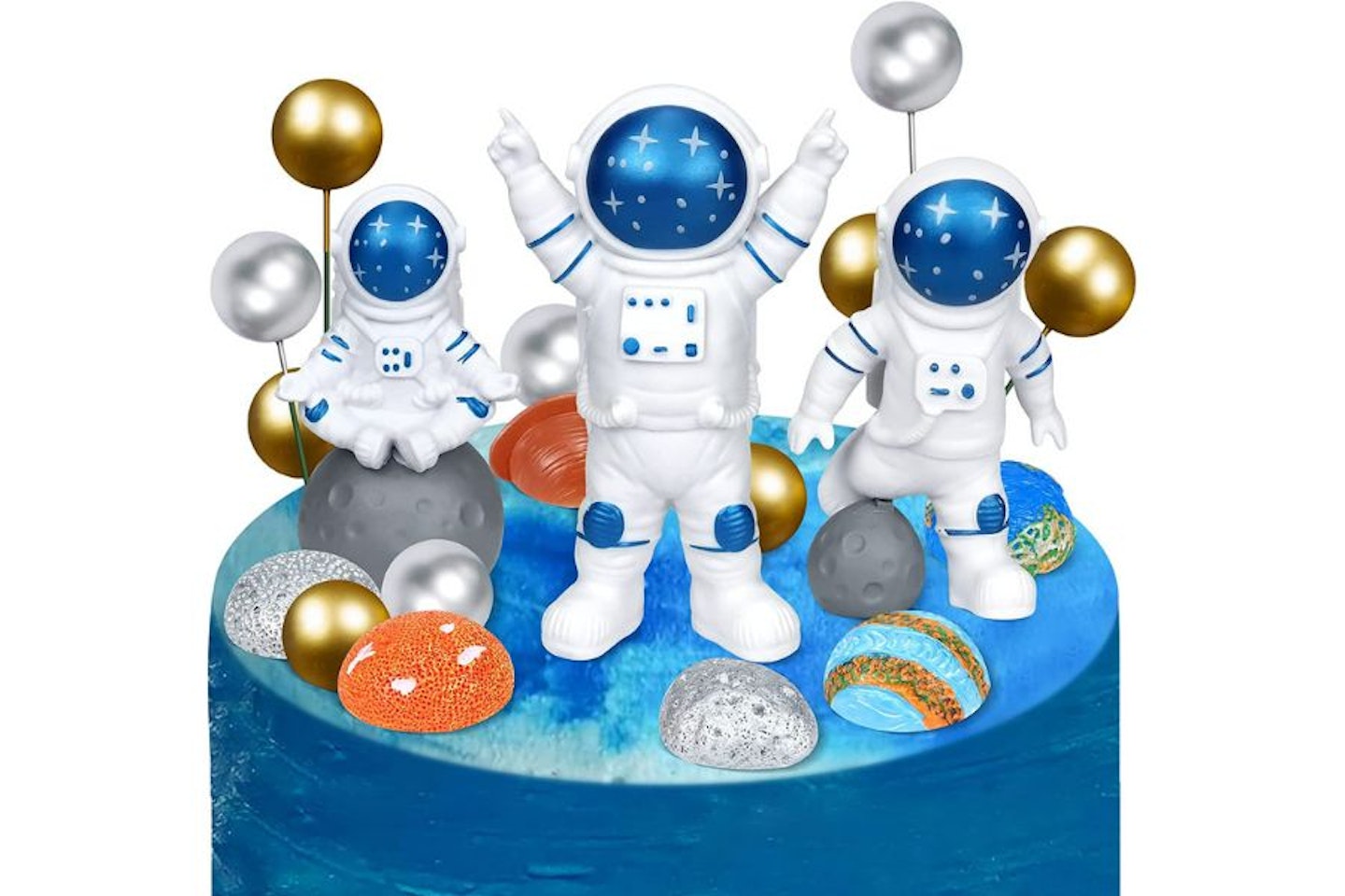 Space party ideas - Lanfly 19 Pack Outer Space Theme Happy Birthday Cake Decorations