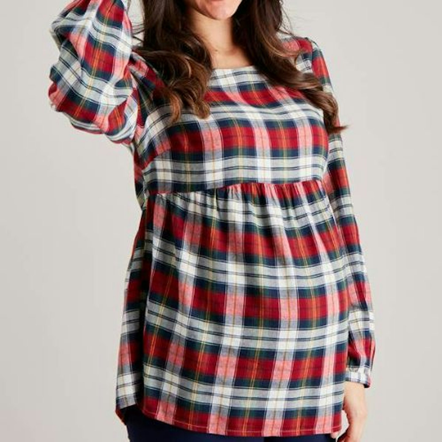 Tu MATERNITY Red Tartan Woven Smock Top - plus size maternity clothes