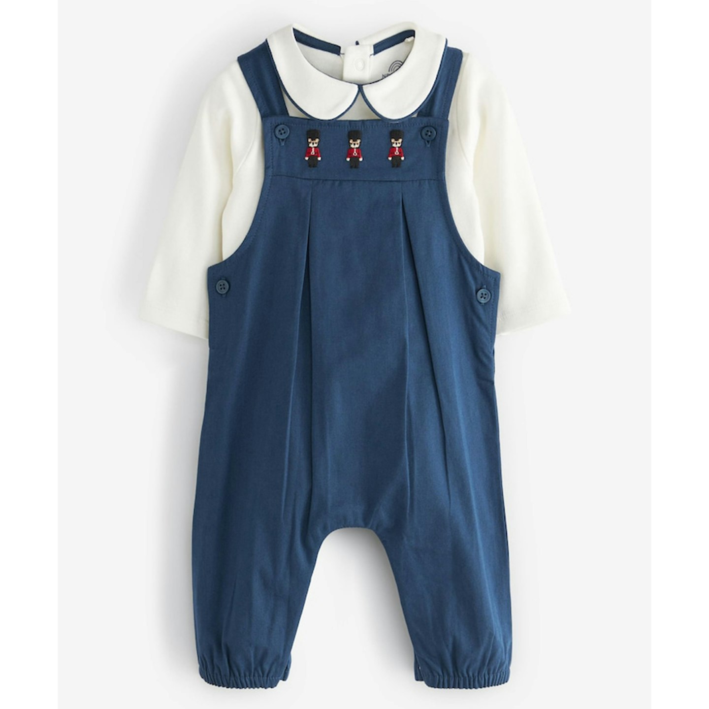 Smart Woven Baby 2 Piece Dungarees With Collared Bodysuit