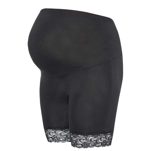 BUMP IT UP MATERNITY 2 PACK Curve Black Lace Trim Stretch Cycling Shorts