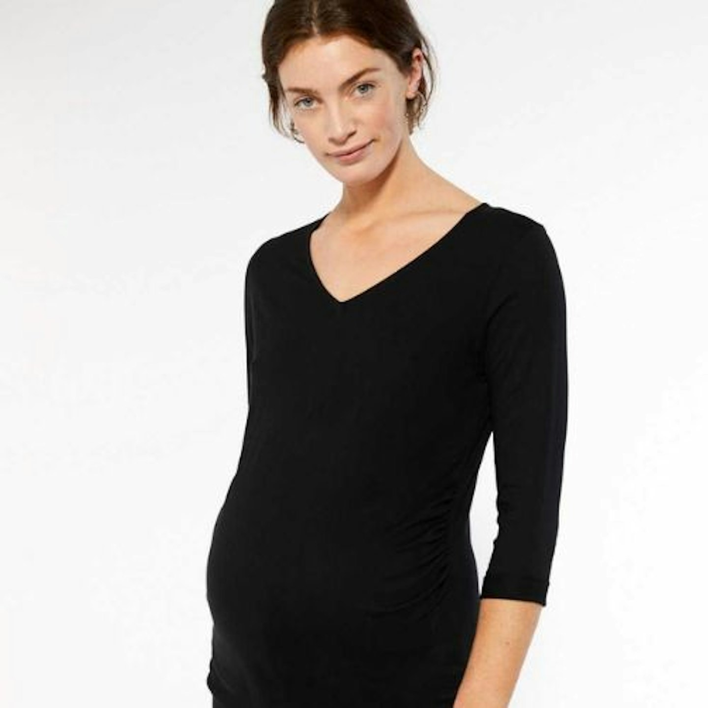 Maternity Black Jersey 34 Sleeve T-Shirt