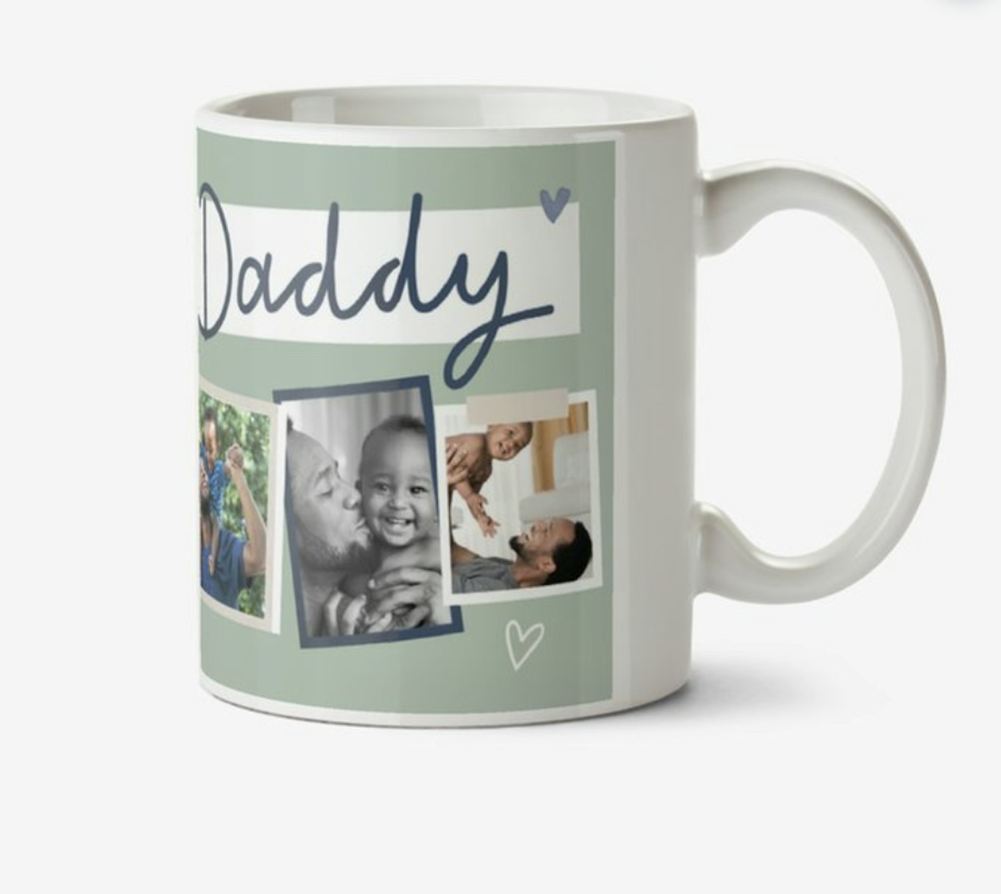 an image of a father's day personalised mug with next day delivery on a white background